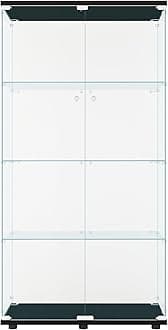 Glass Display Cabinet Kitchen Pantry Storage Cabinet Corner Bar Cabinet with Four Level Double-Door, 64”hx32''lx 14''w Black… NDJG-B