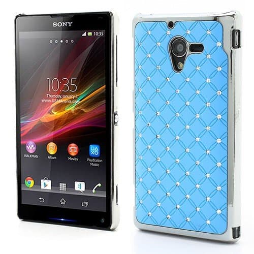 Shiny Starry Sky Rhinestone Electroplated Hard Case for Sony Xperia ZL C6503 C6502 C6506 L35h - Baby Blue