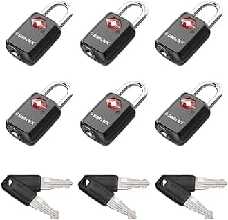 SURE LOCK TSA Approved Luggage Locks - One Key Opens All, Compact & Durable Zinc Alloy Travel Lock with Steel Shackle, Keyed Alike (Black 6 Locks, Mini Size for Suitcase/Backpack/Gym Locker)