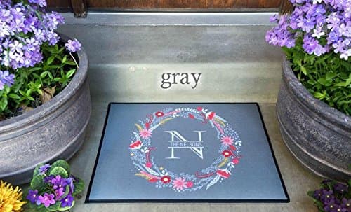 Customized Non-Slip Medium Doormat for Front Door, Outdoor and Indoor Personalized Rug, Home Decoration, Wedding, Anniversary, and Housewarming Gift (Wreath Nelson Design, 24 x 18)