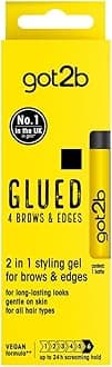 got2b Glued for Brows & Edges 2 in 1 Wand Eyebrow Gel, 72hr Hold, No White Residue or Stickness, Vegan, Silicone Free, Alcohol Free, 16 ml