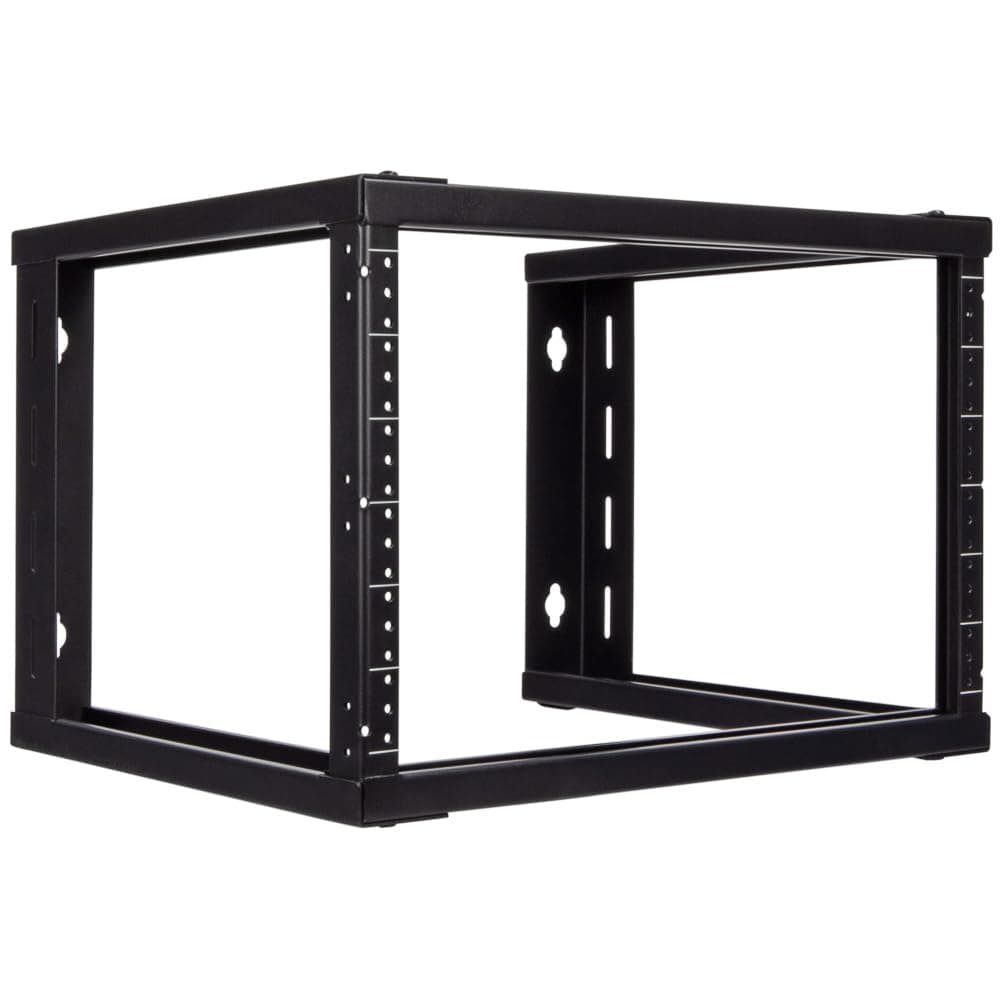 6U Wall Mount Open Frame 19 Inch Server Equipment Rack Threaded 16 inch Depth Black