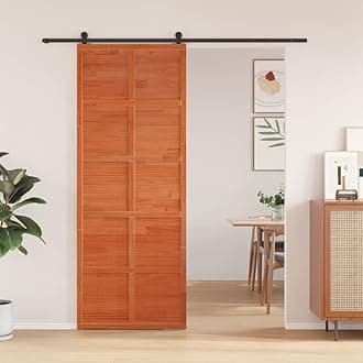 LAPOOH Barn Door Wax Brown 80x208 cm Solid Wood Pine,Sliding Door,Space-Saving Sliding Design,Barn Door-850646