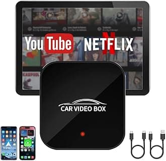 EXBLACK 3 in 1 Wireless CarPlay Adapter 2025 Upgraded,Wireless CarPlay & Android Auto Adapter Built in Netflix YouTube Support TF Card, Video Box for Cars & iOS Android Mobile Phones (4GB+64GB)