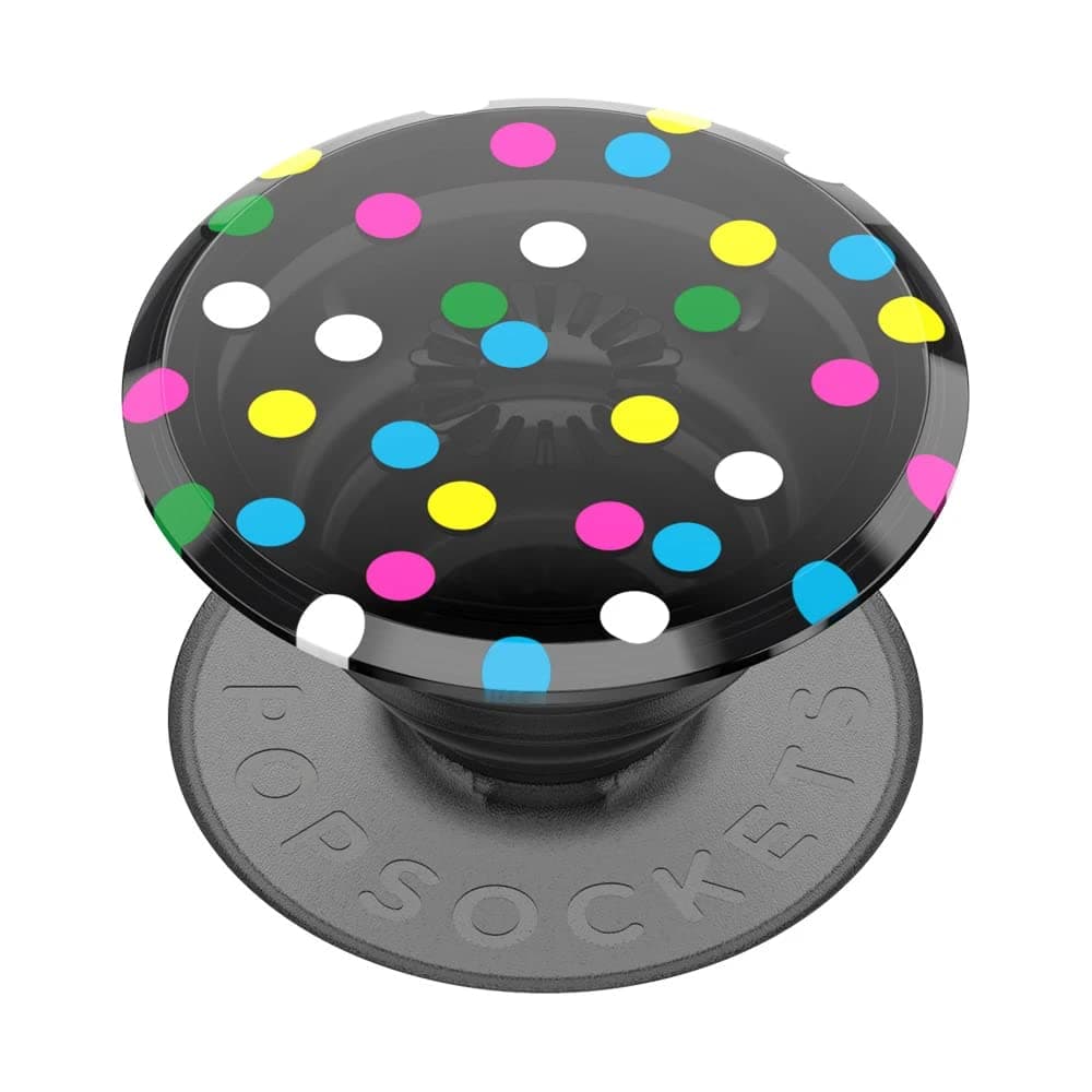 PopSockets PopGrip - Expanding Stand and Grip with Swappable Top - Translucent Black Disco Dots