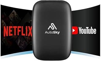 AutoSky Wireless CarPlay and Android Auto AI Box Lite for Factory Wired CarPlay Cars - Supports Netflix and YouTube - Go Wireless CarPlay and Android Auto. Wired CarPlay Required