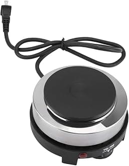 Small Hot Plate Mini Hot Plate, 500W Hot Plate Electric Single Burner Mini Portable Stove Cooktop Coffee Heater Cooking Water Heat Adjustable Temperature for Camping Kitchen Moka Pot 110V