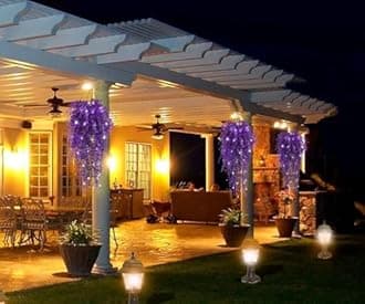 Artificial Plants Lighted Artificial Hanging Plants Fake Money Plants Outdoor UV Resistant Plastic Plants Fake Plants for Outside Home Garden Wedding Party Indoor Backgarden Decorations(Pure Purple)