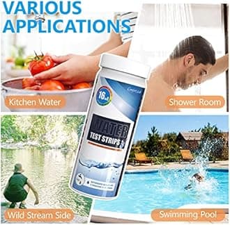 17 in 1 Water Testing Kits for Drinking Water - Water Test Kit - Tap Well Home Water Quality Test - 100 Strips + 2 Bacteria Tests - Easy Testing for pH Lead Hardness Iron Copper E.coli and More!