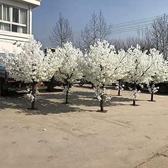ZDHFFFUK Artificial Cherry Blossom Tree - Stunning White Sakura Flowers - Indoor/Outdoor Hotel Decoration Width - Lifelike Fake Plant