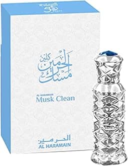 Al Haramain Musk Clean Attar Oil 12ml | Luxury Arabian Unisex Perfume Oil | Vanilla, Amber & Lavender Floral Fruity Fragrance | Alcohol-Free Concentrated Attar | Premium Gift Perfume