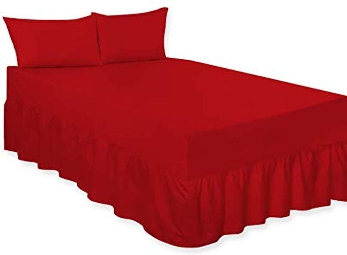 LAWRANCE CAPRINO Percale Deep Fitted Valance Sheet (Single, Red)