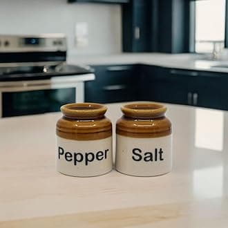 Salt Pepper Set for Dining Table & Kitchen | Ceramic Salt and Pepper Shakers, Salt Pepper Dispenser, Container, Sprinkler | Home | Cafe | Office - 60 ML (1 Text Set)