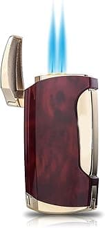 Windproof Gas Lighter, Adjustable Flame Windproof Refillable Butane Suitable for Camping Candles (Butane Not Included)(Brown)