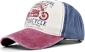 Vintage Baseball Cap Washed Denim Trucker Cap Motorcycle Print Pattern Outdoor Sun Hat 100% Cotton for Man Women