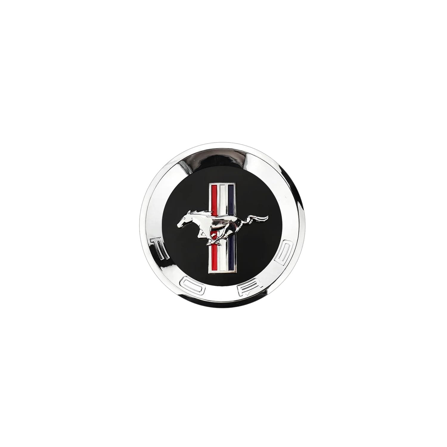 1-Piece Round 3D Replacement Rear logo Tribar Decklid Emblem Round Panel Trunk Badge for Mustang (15cmx1cmx15cm)