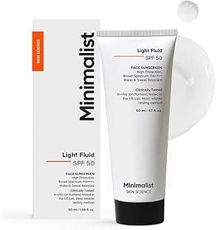 - Minimalist Light Fluid Sunscreen SPF 50 for Oily Skin (PA++++) | Clinically Tested in US| No White Cast | Broad Spectrum | Lightweight, Water & Sweat Resistant | For Women & Men | 50ml