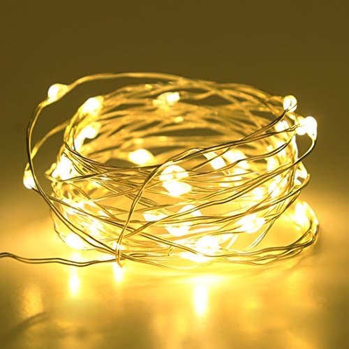 LeDengLux LED Battery String Lights,Silver Wire LED Fairy Lights, 40 LED 13ft Starry Lights for Wedding Party Birthday, 3 AA Battery Operated (Not Included),Warm White (Pack 1)