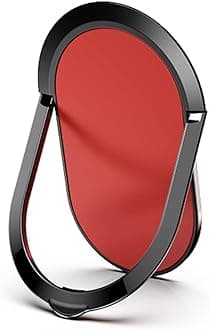 KolorFish Super Thin Metal Mobile Phone Finger Ring Stand Holder Grip Kickstand, Supports Magnetic Car Mount for All Phones/Tablets (Red)