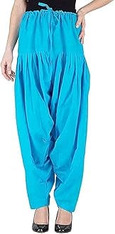 Prabha creations Women's Loose fit Cotton semi Patiyala Salwar White