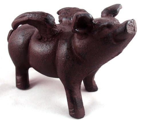Flying Pig Cast Iron Doorstop Statuary