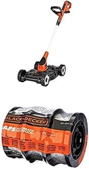 BLACK+DECKER 3-in-1 Lawn Mower, String Trimmer and Edger, 12-Inch with Trimmer Line, 30-Foot, 0.065-Inch, 3-Pack (MTC220 & AF-100-32P)