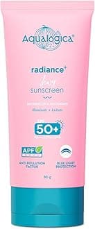 Aqualogica Radiance+ Dewy Face Sunscreen with SPF 50+ & PA+++ | Broad Spectrum Protection & No White Cast | Helps Give Healthy Skin with Watermelon & Niacinamide | 2.82 Oz/80g