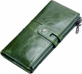 Bifold Wallets for Women | Genuine Leather Ladies Clutch/Wallet with RFID Protection | Slim Zipper Purse/Card Holder Organizer for Women (W15-Seaweed Green)…