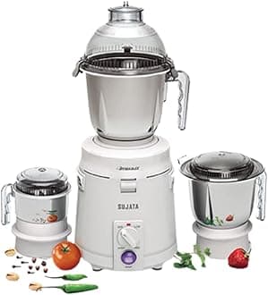 Sujata Dynamix 900 Watts Mixer Grinder | 22000 Rotations Per Min | 90 Minutes Continuous Running | 3 Versatile Jars 1500 ml 1000 ml and 400 ml