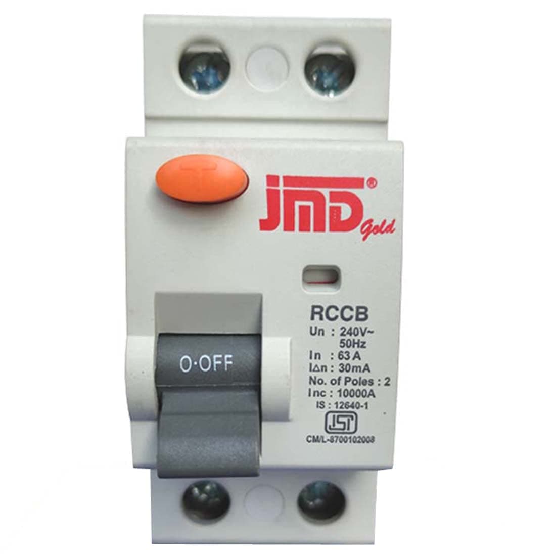 JMD GOLD Rccb Double Pole 63 AMP/30MA 240 V Residual Current Circuit Breaker ISI Mark MCB