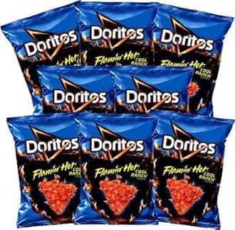 DoritoDoritos Cool Ranch Flamin' Hot Tortilla Chips, 1.75 ounces (Pack of 8)`, 1.75 Ounce (Pack of 8)