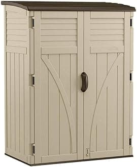 Outdoor Storage Shed, Water Resistant Resin Vertical Outdoor Storage Cabinet for Patio, Garden Tools, Cushions, & Equipment, Weatherproof Multi-Wall Design, 54 cu. ft., Made in USA