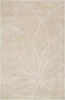 ZARACARPETS Solid Plain Exported Quality Hand Made Carpets and Rug Size 4x4 Round Diameter(4 by 4 Round) Cream Web