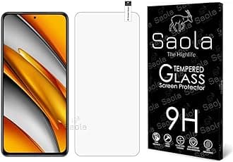 Saola 9H Clear Tempered Glass For Poco F3 (Pack Of 1) With Free Installation Kit. Full Screen Coverage - 6.67 Inch