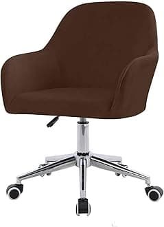 Velvet Office Chair Slipcover with Arms, Cover for Vanity, Modern Office Computer Chair Protector, Stretch Wingback Dining Chair Cover Protector for Home, Kitchen, Living Room