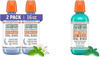 TheraBreath Overnight & Plaque Control Mouthwashes, Chamomile Mint & Cool Mint Flavors, 2-16 fl oz Bottles