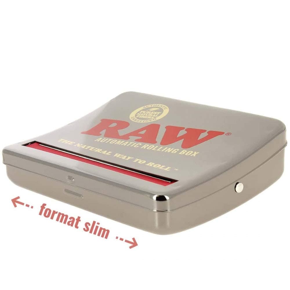RAW Automatic Rolling Box 110-Fits King Size, Metal, Silver, S