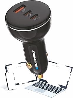 Blaupunkt Bp 606 Pd 160 Watts Ultra Fast Car Charger for Laptops & Phones - USB, Black