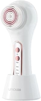 Face Scrubber Exfoliator, Rechargeable Facial Cleansing Brush with 2-Way Rotation & 3 Modes, 30-Day Runtime, 5 Brush Heads for SPA-Level Care, IPX7 Waterproof, Deep Cleaning for All Skin Types