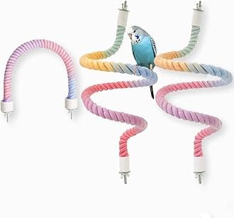3pcs Nopikku Gradient Bendable Bird Rope Perch Stand Bird Cage Climbing Rope ...