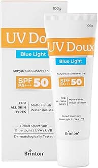 UV Doux Blue Light Sunscreen Protection Gel SPF 50 PA+++ | (100g) | For Men & Women | UVA/UVB Protection | Matte Finish & Water Resistant | For All Skin Types (100g)