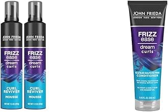 John Frieda Frizz Ease Curly Hair Reviver Mousse for Enhancing Curls with Soft, Flexible Hold & Dream Curls Conditioner for Hydrating and Defining Wavy Styles