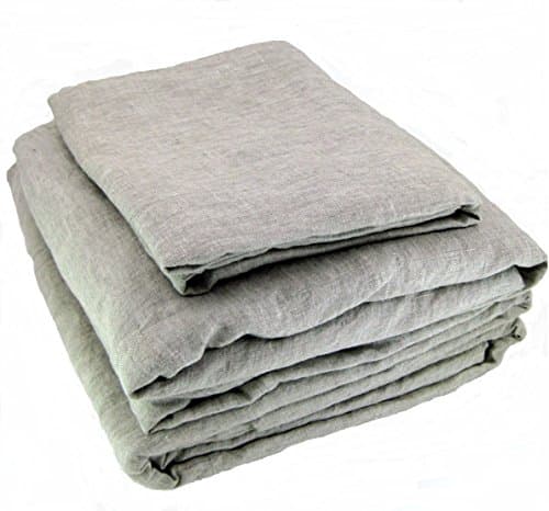 Low Profile Luxury Linen Queen Size Sheet Set, Natural