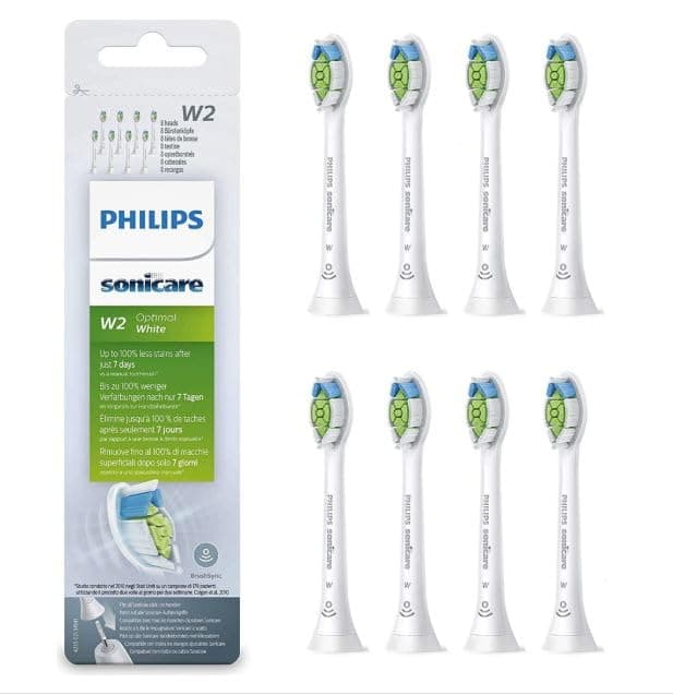Original W2 Optimal White Standard Sonic Toothbrush Heads - 8 Pack in White (Model HX6068/12)