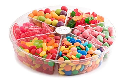 The Chocolate Bar Assorted Colorful Candy Gift Platter - 6 Sectional Holiday Gift Tray
