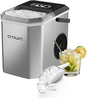 Portable Ice Maker Countertop, Ice Maker Machine with Handle, Scoop and Basket, 12kg/Day, 9 Bullet Ice Cubes in 6 Mins, 2 Cube Sizes (S/L), Ideal for Home, Kitchen, Bar, Party | IM-411