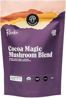 Cocoa Magic Mushroom Hot Chocolate Blend with Lion’s Mane, Reishi and Lucuma - Gourmet Adaptogenic Mushroom Hot Chocolate - Organic, Vegan, Low Sugar, Gluten Free, Kosher - 5 oz. Bag (8 Servings)