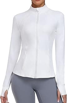 Women's Athletic Full Zip Lightweight Workout Jacket With Pockets Running Slim Fit Yoga Sportwear With Thumb Holes