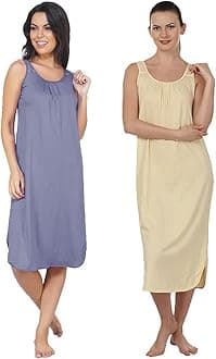 BLAZON Women's Cotton Hosiery Solid Maxi Nighty Slip (Pack of 2) Available Sizes: S, M, L, XL, 2XL, 3XL, 4XL, 5XL
