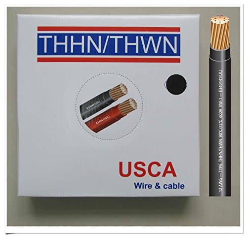USCA Stranded THHN/THWN 12 AWG Building Wire, 500 FT, Black,600 Volt, 90C